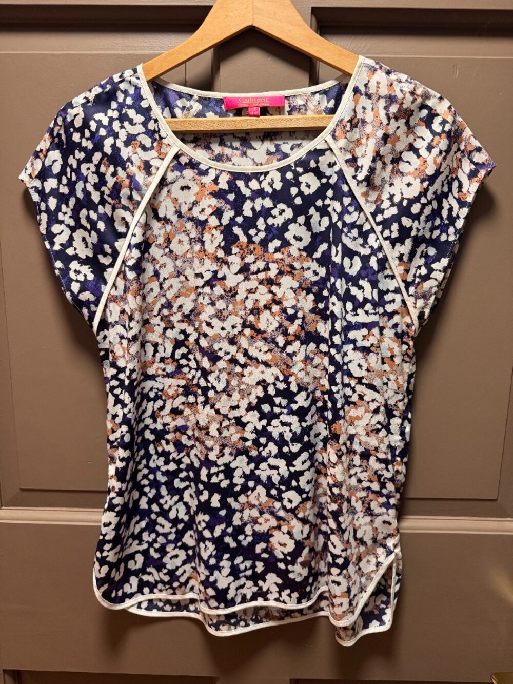 Catherine Malandrino Mixed Print Cap Sleeve Blouse XS